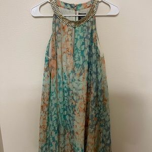 Vince Camuto Watercolor Dress with Beaded Neckline
